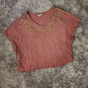 Women's Embellished Rust Top
